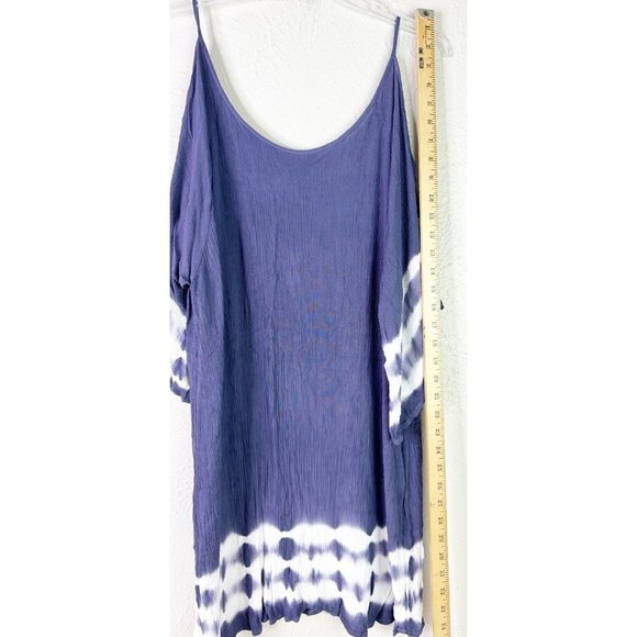 Buy Together You & I Large Cold Shoulder Crepe Dress Coverup Tie Dye Blue GUC - Picture 2 of 6